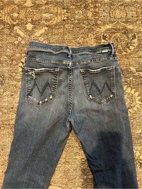 MOTHER cropped Straight Leg Jeans in Medium Blue wash